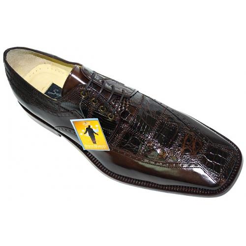 Steve Harvey Collection "Lathan" Dark Brown Genuine Crocodile Shoes